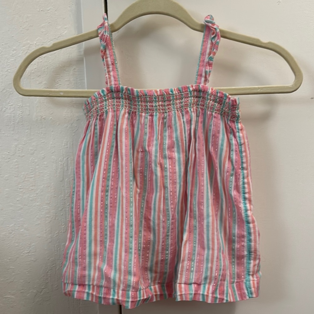 GAP Pink and Blue Striped Camisole with Ruffled Straps Size 5